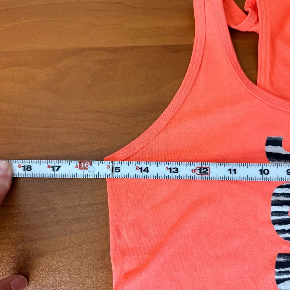 Nike Dri-FIT Racerback Tank Top Neon Orange Zebra Just Do It Womens Small